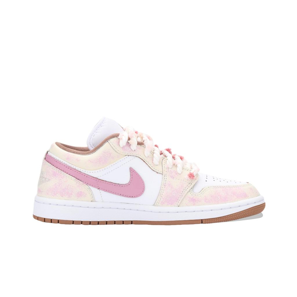 Jordan Air Jordan 1 Pink Floral Sea Abrasion Resistant Low Top Vintage Basketball Shoes Unisex Pink White DC0774-202(Team724-)