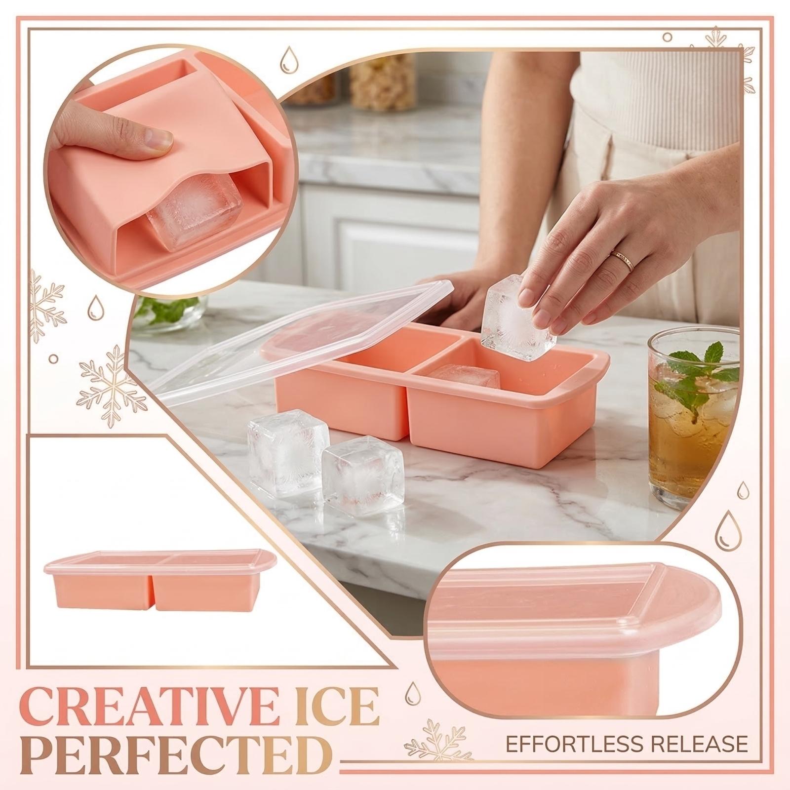 Covered Silicone Ices Cubes Tray For Freezing Storage Box Ices Block Mold