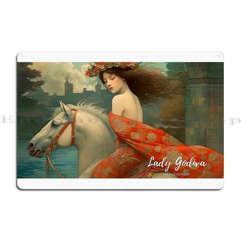 Lady Godiva Ukiyoe Style Markstudio Metal Plaque Poster Garage Printing Bar Cave Rusty Wall Cave Tin Sign Poster