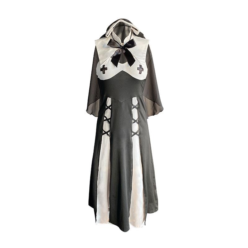 Sexy Slim One-piece Nun Stage Performance Suit COS Long High Split Cosplay Live Streaming Host Outfit