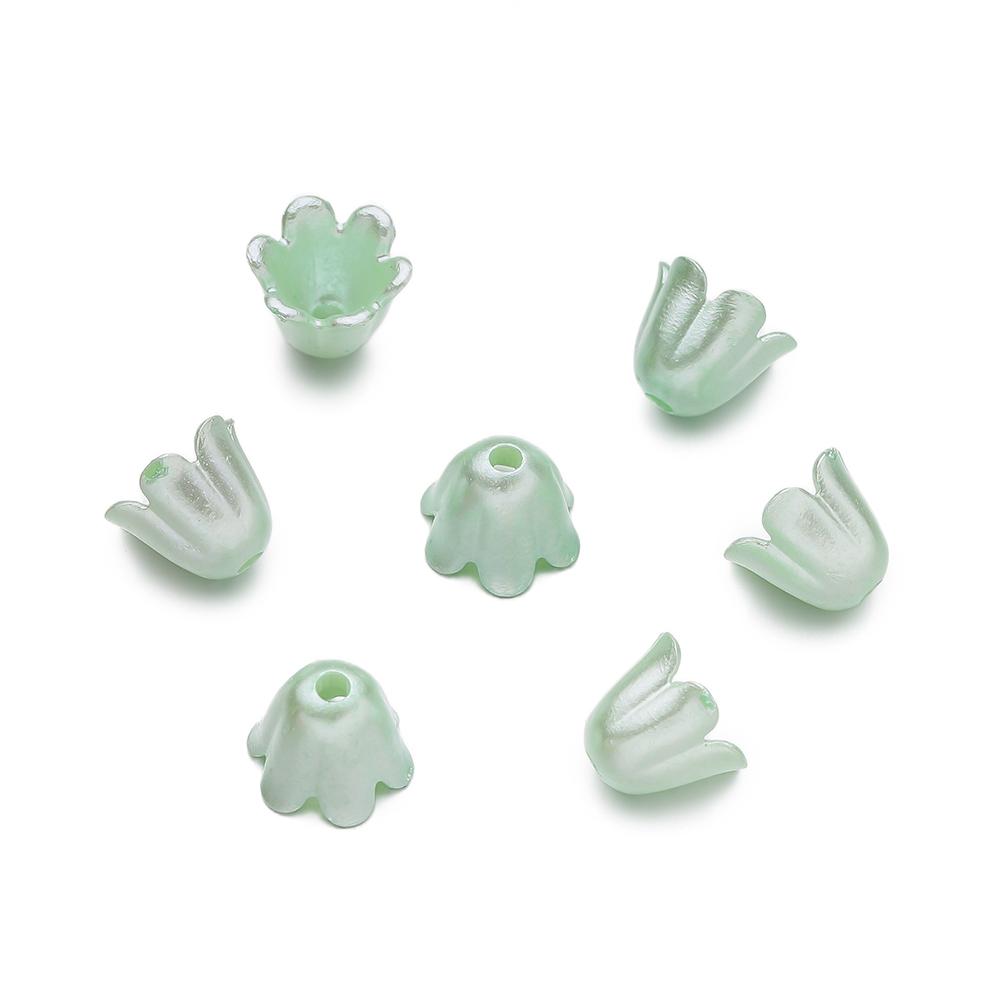 50pcs ABS Artificial Pearls Chime Flowers Beads Spacer Loose Beads for DIY Bracelets Necklaces Jewelry Making Craft Supplies