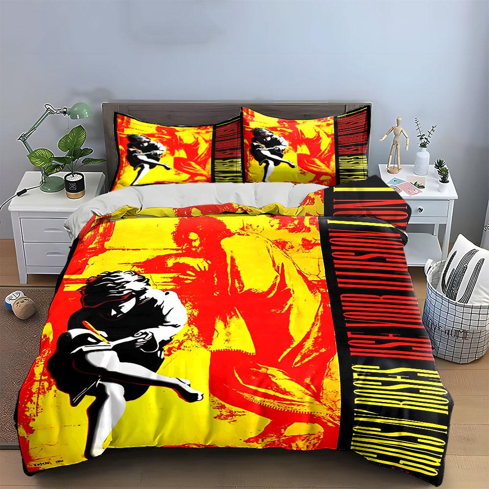 Guns N' Roses Use Your Illusion Bedding Duvet Cover Set Duvet Cover Pillowcases (1*Duvet Cover 2*Pillowcases, Without Duvet Insert)