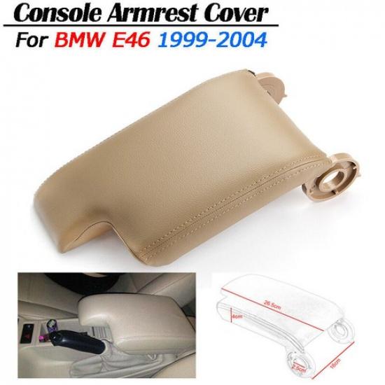 Beige PU Leather Armrest Center Console Lid Cover for BMW E46 3 Series 1999-2004