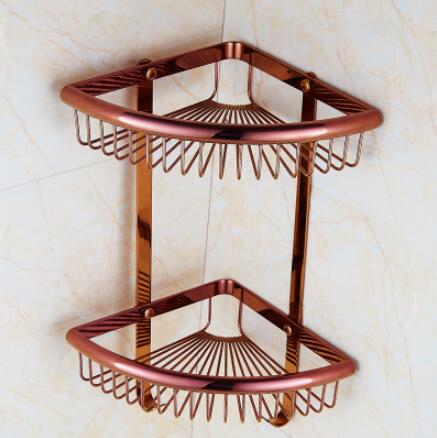Wall Mounted Gold/Chrome/Rose Gold Bathroom Corner Shelf  Solid Brass Chrome Bathroom Accessories