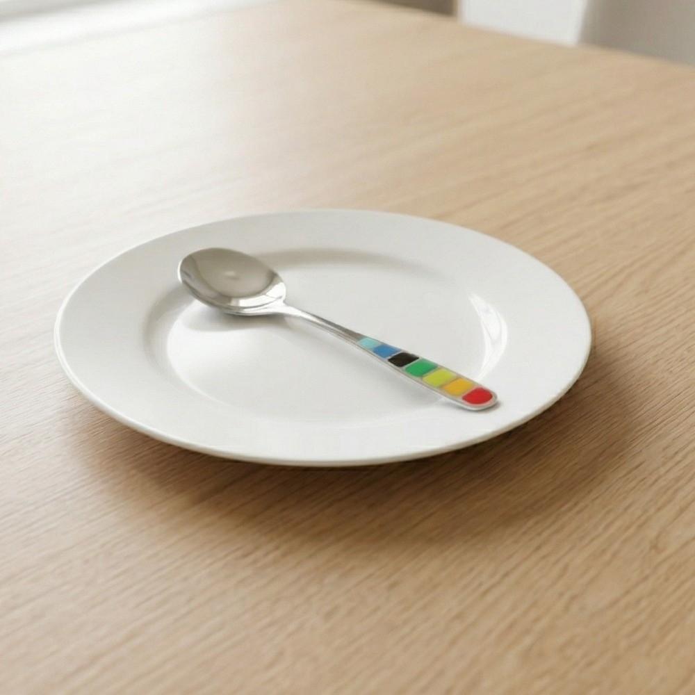 Tableware Round Head Soup Spoon Stainless Steel Deepened Serving Spoon Long Handle Colorful Rust-Proof Spoon Porridge