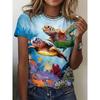 Sea Turtle Animal 3D Print Women's Short Sleeve O-Neck T Shirt Fashion Casual  Harajuku Y2k