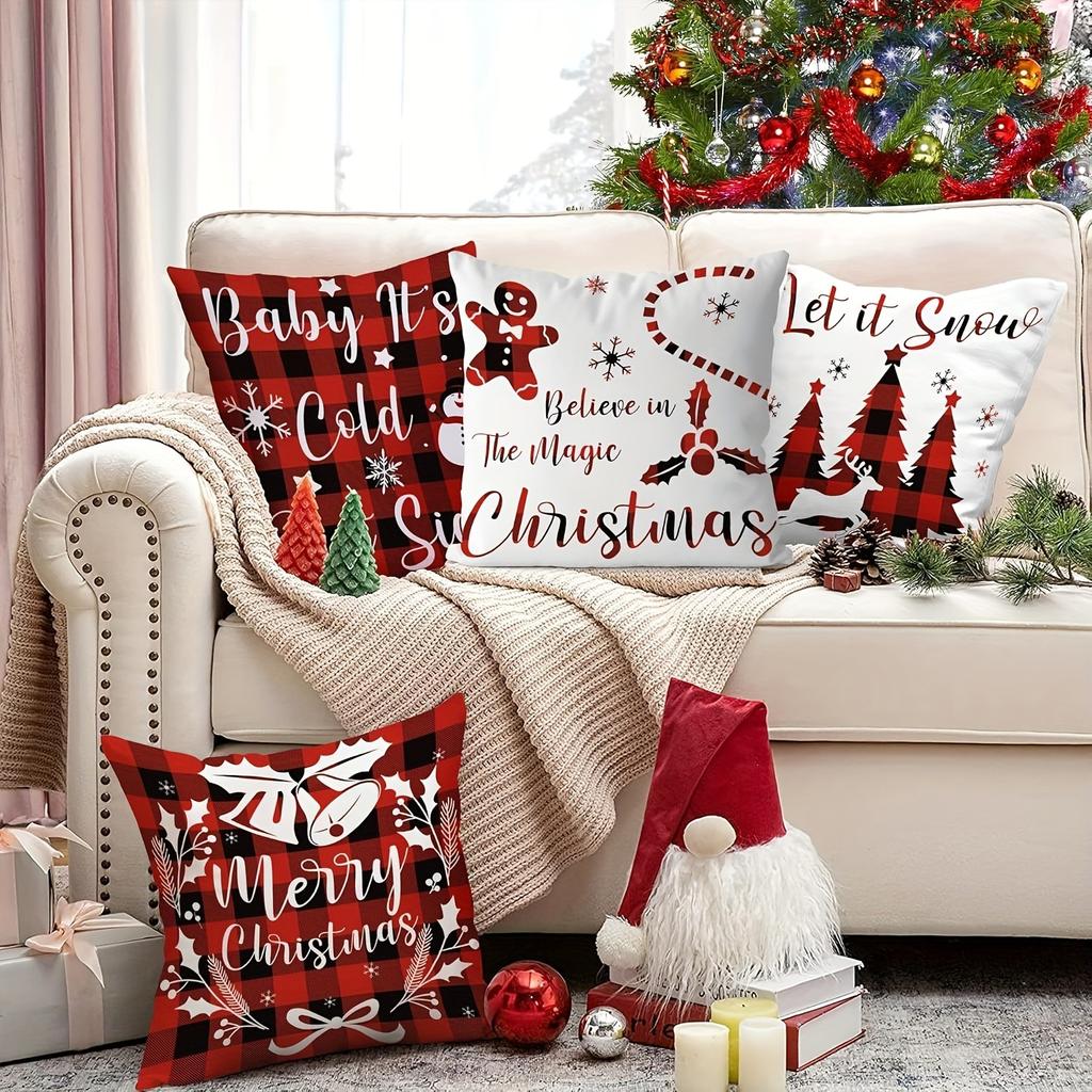 Festive Christmas Pillowcases: Baby It's Cold Out Side, Believe in The Magic, Let it Snow, Merry Christmas home room decoration