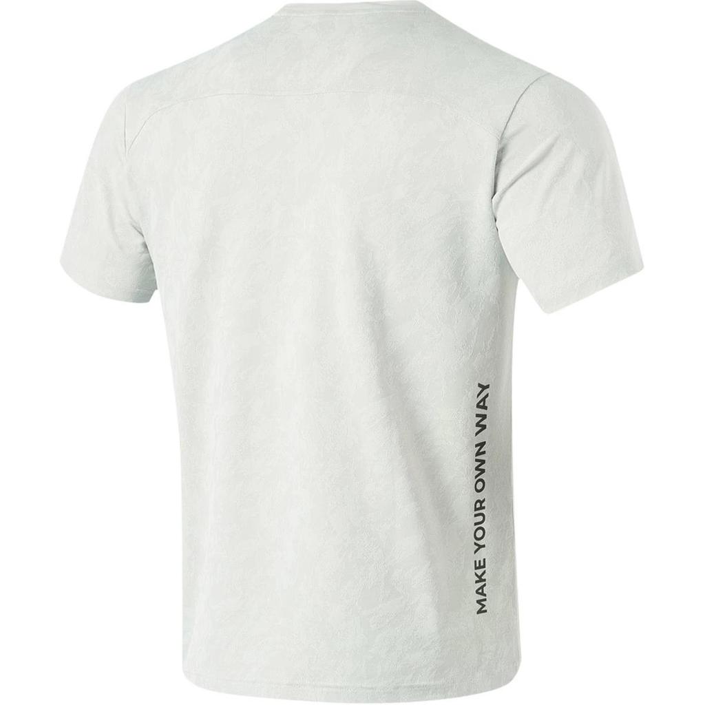 Li-Ning Wade Series Letter Round Neck Comfortable Breathable Short Sleeve T-Shirt Men Tops Water-Droplet-Gray ATSU069-2