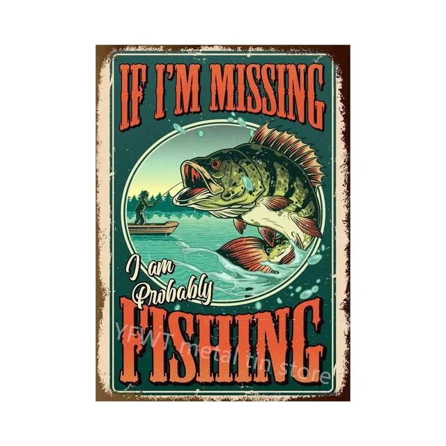 Vintage Fishing Rules Metal Tin Sign  Retro Wall Decor Plate for Farmhouse Cabin or Man Cave  Rustic Fishing Poster Plaque an