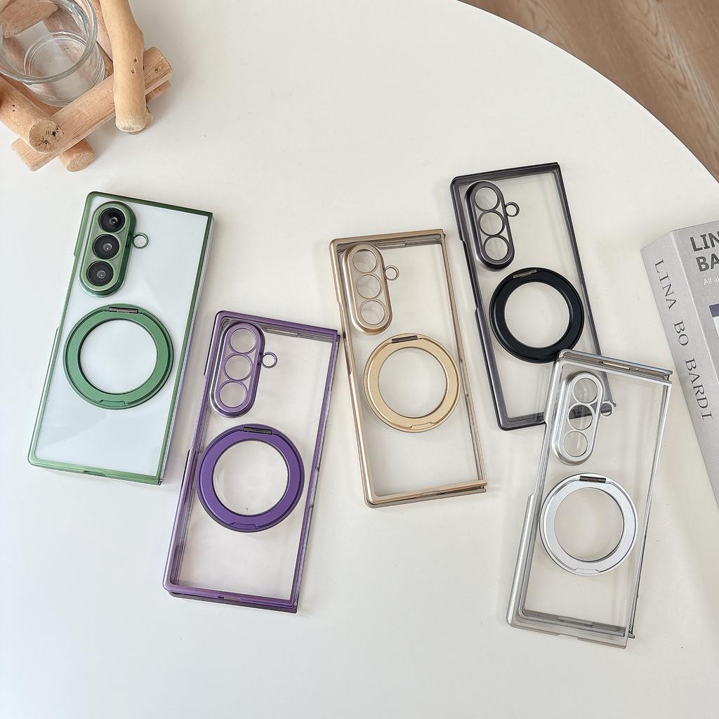360 Rotating Magnetic Stand Hinge Tempered Glass Film Case for Samsung Galaxy Z Fold 8 7 6 5 4 for Magsafe Shockproof Slim Cover