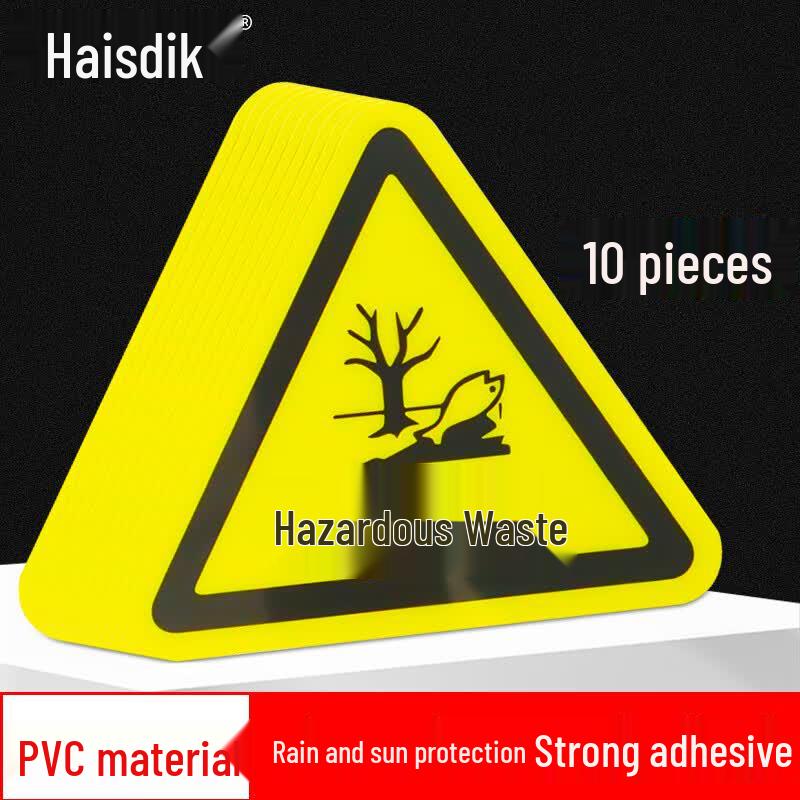 Hazardous Waste Warning Labels (10-Pack) 8x8cm