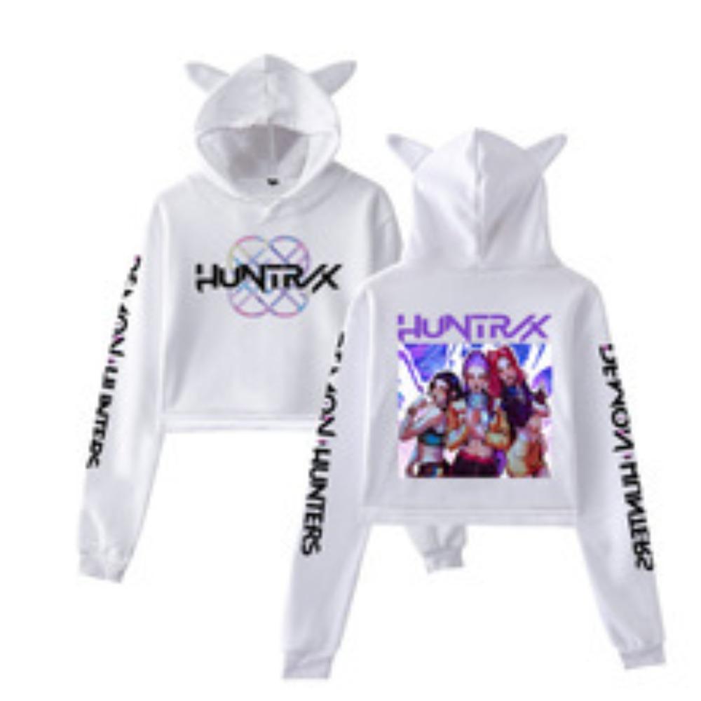 Anime KPop Dämonenjäger Damen Kapuzenpullover mit Katzenohren Cartoon Pullover Sweatshirt für Anime-, K-Pop- & Filmfans