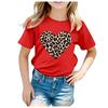 Girls RoundNeck ShortSleeved TShirt Leopard Print Heart Print Modal Fabric Casual Kids Top In Assorted Sizes Modal Fabric