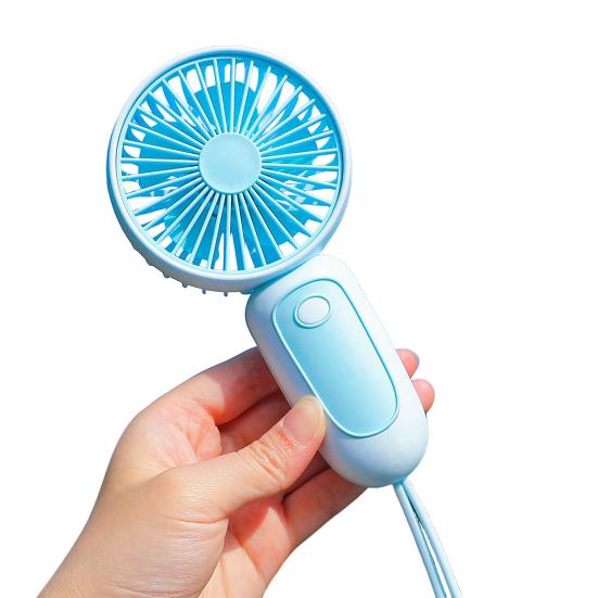 Handheld Desktop Fan with Lanyard Dual-Use Portable Cooling Fan for Students Commuting Traveling Type-C Fast Charging Low Noise Summer Gadget