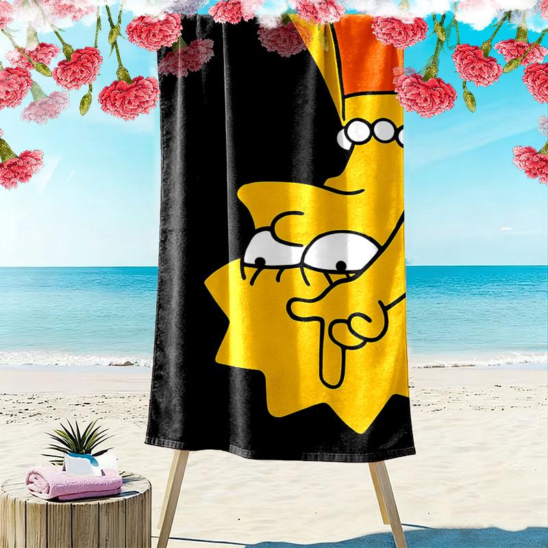 Lisa Simpson Print Beach Towel, Large Soft Quick Dry Towel for Beach Camping Swimming