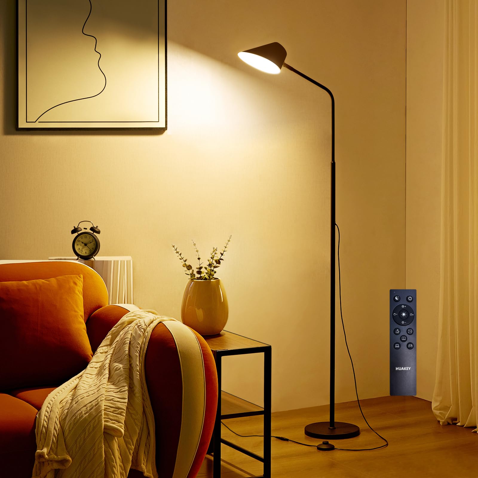 

Huakey Home Floor Lamp, Stand Lamp, Ambient Lighting with Remote Control, LED Lighting, Color Adjustable and Dimmable, Simple, Slim, Stylish,