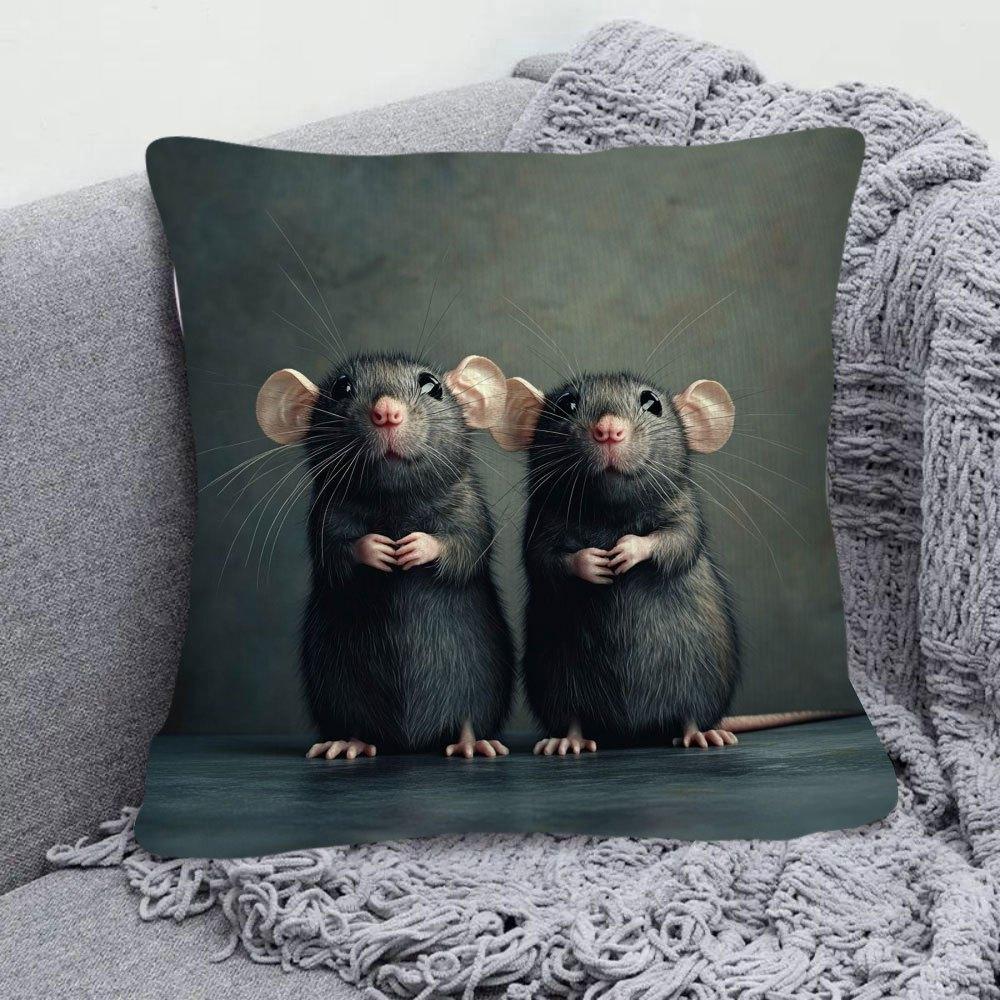 Cute Mouse Double-Sided Decorative Pillowcase, Easter Theme Animal Pattern Cushion Cover For Sofa Bed Home Decor