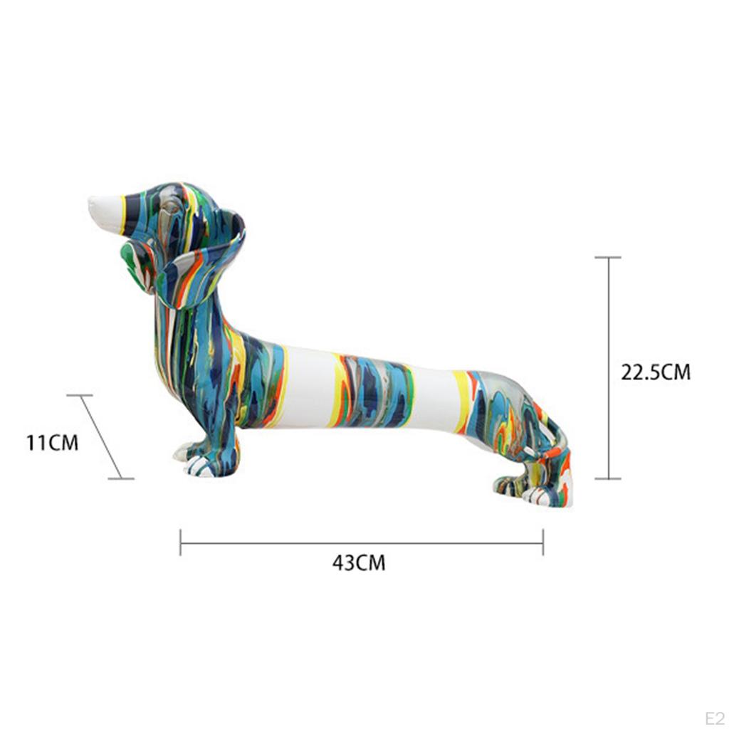 Colorful Resin Dachshund Figurines Statue Ornament Artwork