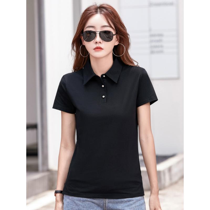 Summer New Korean Style Slim Fit Button Turn-down Collar Short Sleeve T-shirt Women Shirt Simple Fashion Small Shirt