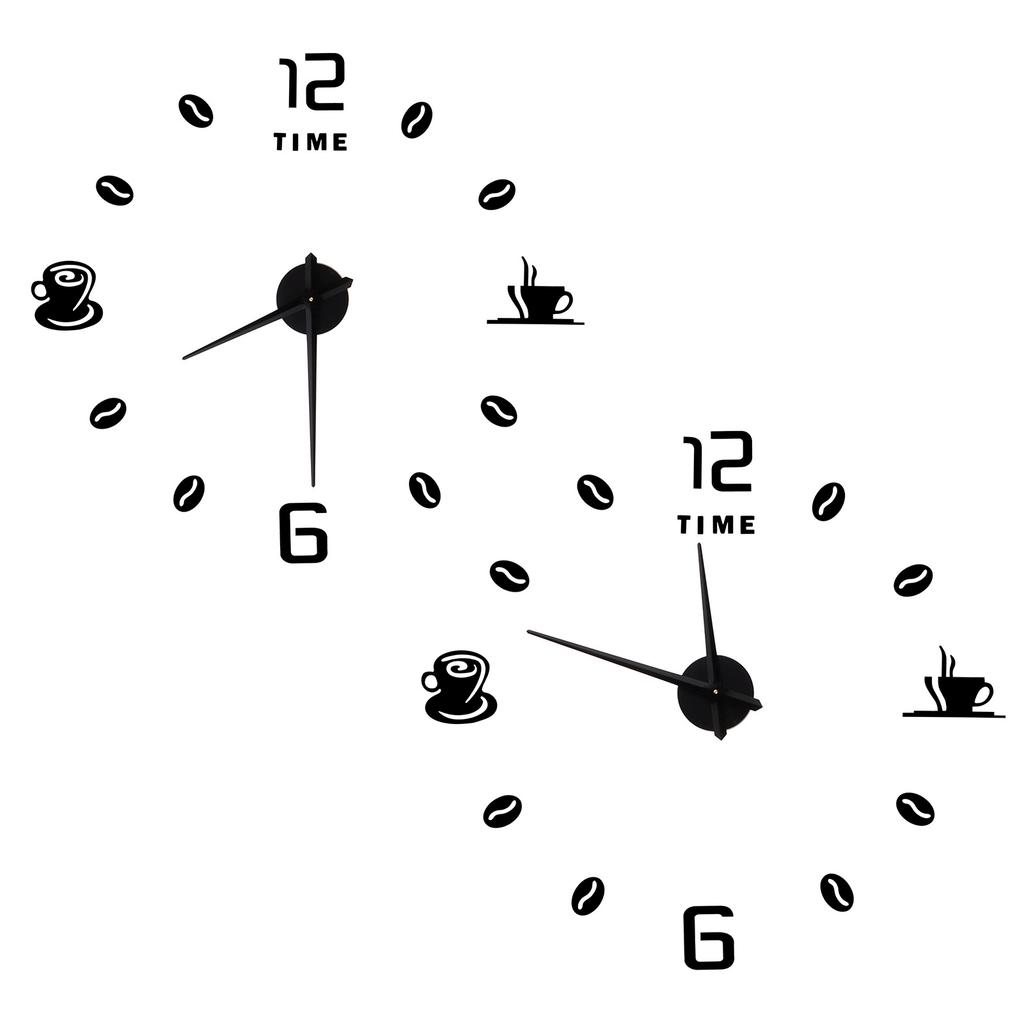 Modern Large Frameless DIY Wall Clock Mirror Surface Sticker for Home Office Room DecorBlack