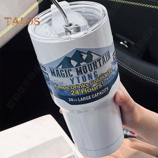 Stainless Steel Ice Cup 900ML Large Capacity Insulation Tumbler with Straw Car Coffee Cup for Hot Cold Drinks Water Tea Milk Office Outdoor Insulated