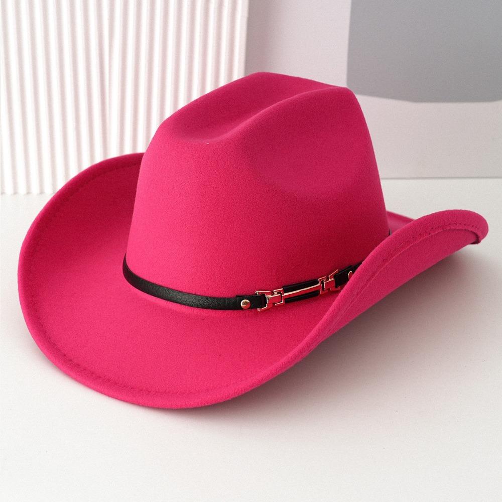 Windproof Cowboy Cap with Large Brims Sunscreen Western Top Hat with Decorative Buckle Breathable Wide-brimmed Hat розы красного