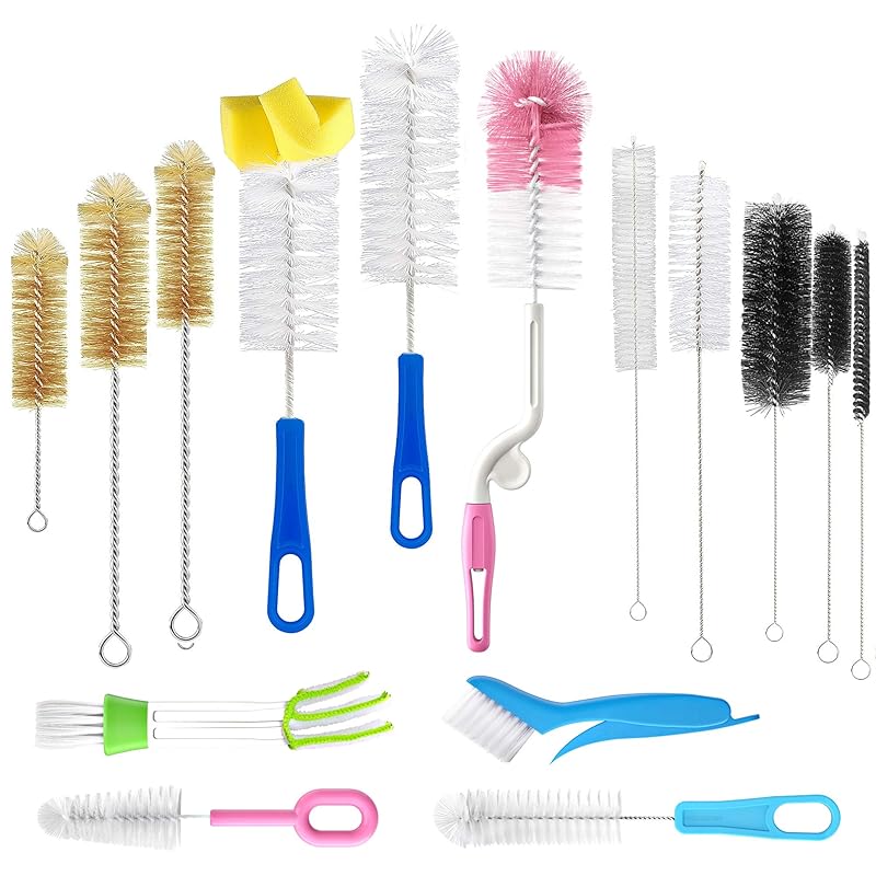 15Pcs Food Grade Multipurpose Bottle Brushes for Cleaning,Cleaner Brush,Include Straw Brush|Bottle Brush|Blind Duster|Pipe