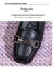 Women's 2026 New Style Black Leather Loafers - Soft Sole, Comfortable, Low-Cut Chunky Heel, Square Toe, Spring/Autumn.