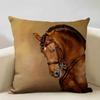 Funda de Cojín Animal Caballo Hermoso Patrón de Caballo Funda de Almohada para Sofá Decoración Artística para Sala de Estar en Casa Funda de Cojín 45x45cm Lino