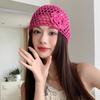 Flower Hollowed Out Knitted Hat Thin Weave Cap Retro Woven Pullover Cap  Spring Summer