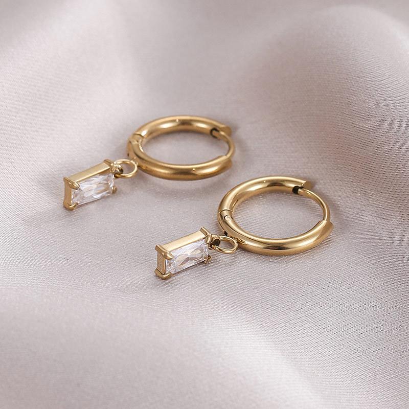 Exquisite Small Gap Huggie Earrings Women's Simple All-match Diamond Elegant Minimalist Design Iron Electroplated