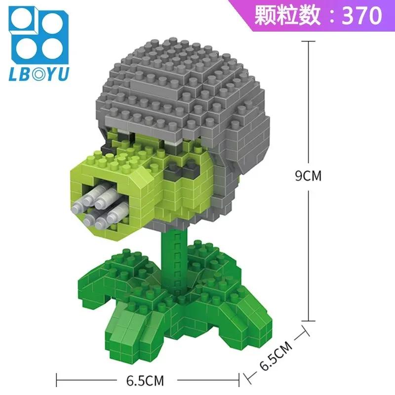 Plants Vs Zombies Blocks Small Cartoon Mini Building Block Peashooter Sunflower Chomper Assemble Action Model Doll Toy For Kids