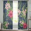 Flower Leaves Feather Hibiscus Tulle Sheer Window Curtains for Living Room Kitchen Children Bedroom Voile Hanging Curtain