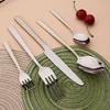 4/5pcs Gold Embellishment Handle Cutlery Set Shiny Stainless Steel Dinnerware Set Knife Cake Fork Coffee Spoon Flatware