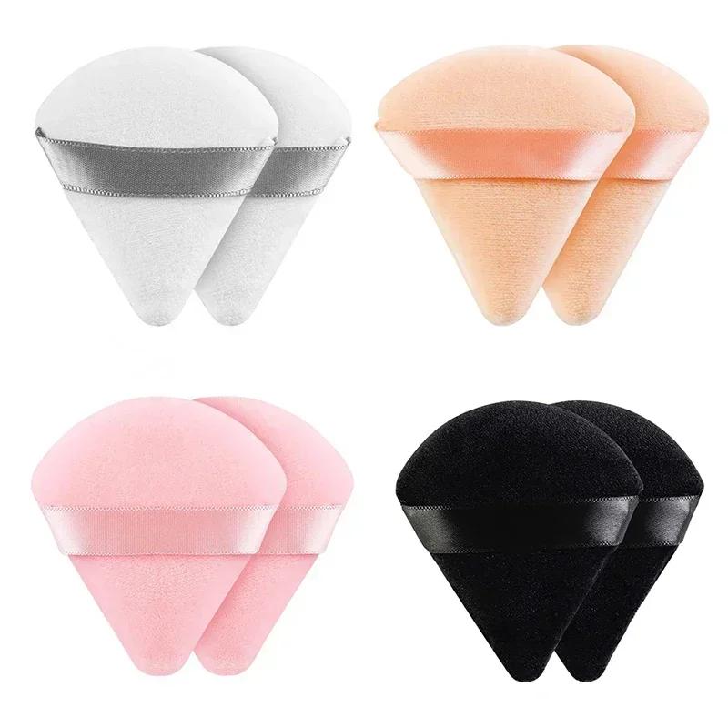 2/6Pcs Triangle Velvet Powder Puff Pizza Flours Mini Face Makeup sponge Cosmetics Washable Lightweight Makeup Tool