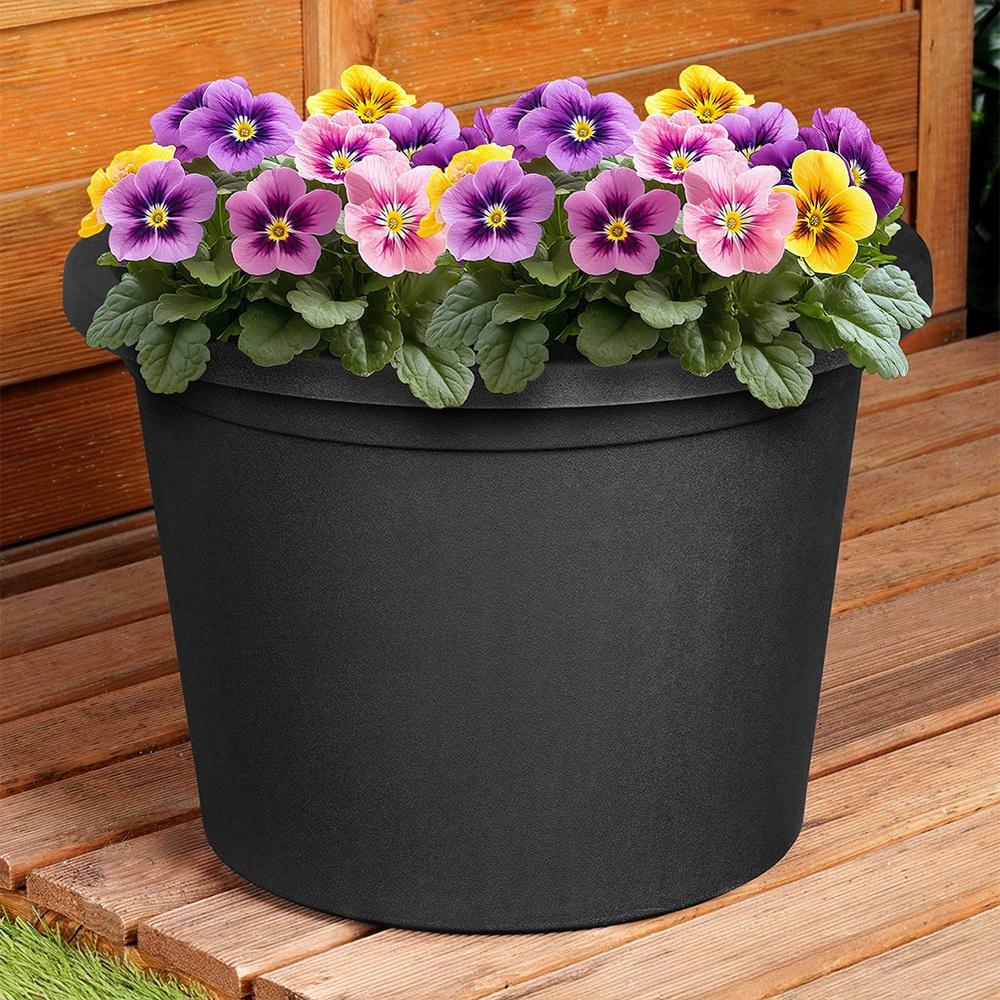 Large Garden Pot Outdoor Plastic Round Pot Black 34x24 cm