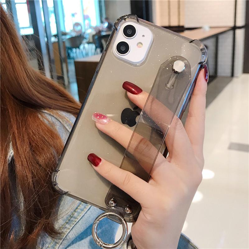 Wristband Holder Clear Phone Case For Iphone 14 13 12pro 11pro Max Xr X Xs Max 14pro Max Soft Silicone Shockproof Back Cover
