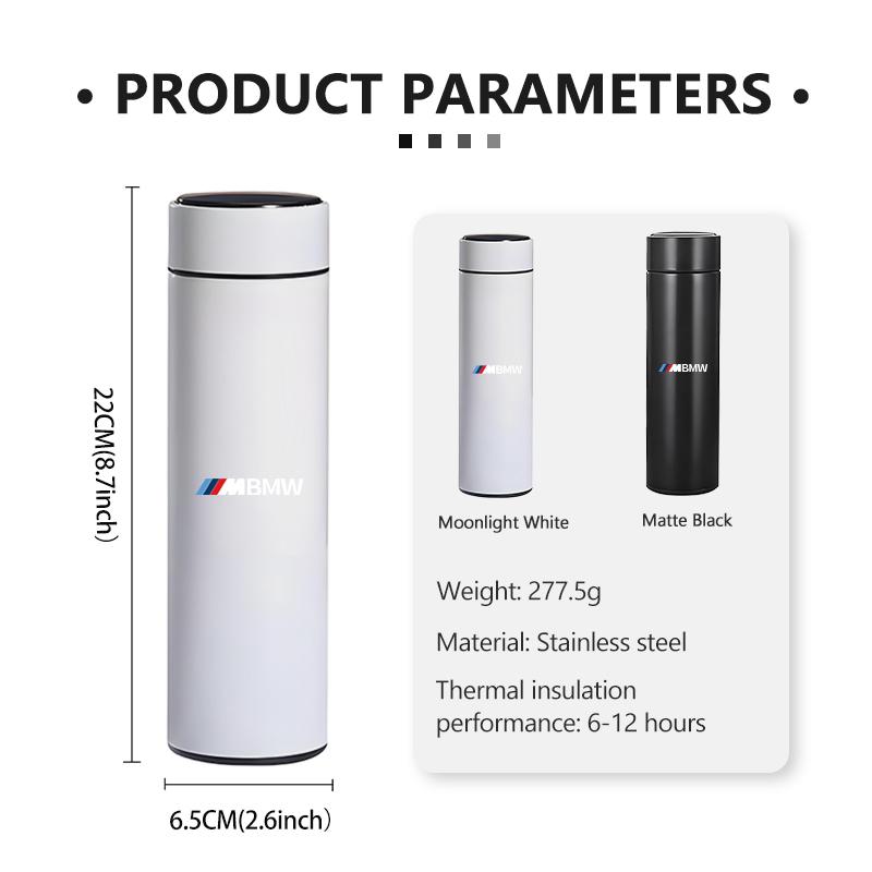 PEXW2 Car Temperature Display Thermos Cup Stainless Thermos Bottle For BMW Performance M E87 E30 E46 E28 F35 G20 E93 F20 X3 X
