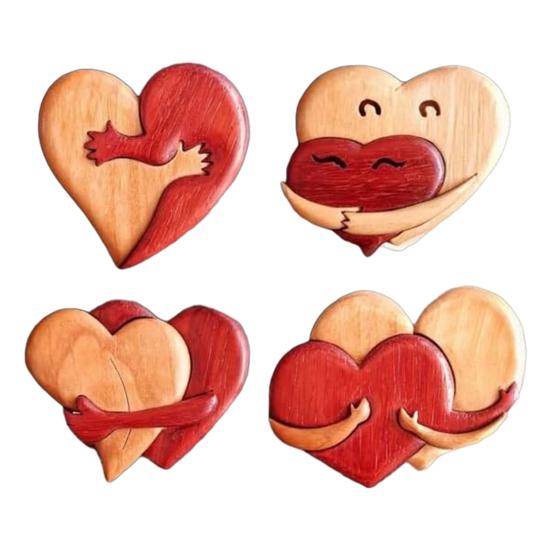 Walentynki Drewniane Serce Kieszonkowe Mini Serduszka Przytulanki Pamiątkowy Żeton z Kartką Romantyczny Prezent dla Par Rodziny Przyjaciół Kochanków