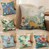 Natural Fun Koi Fish Lotus Pillow Case Silky Elegant Comfort Sofa Bed  Invisible Zipper Beach Pillowcase