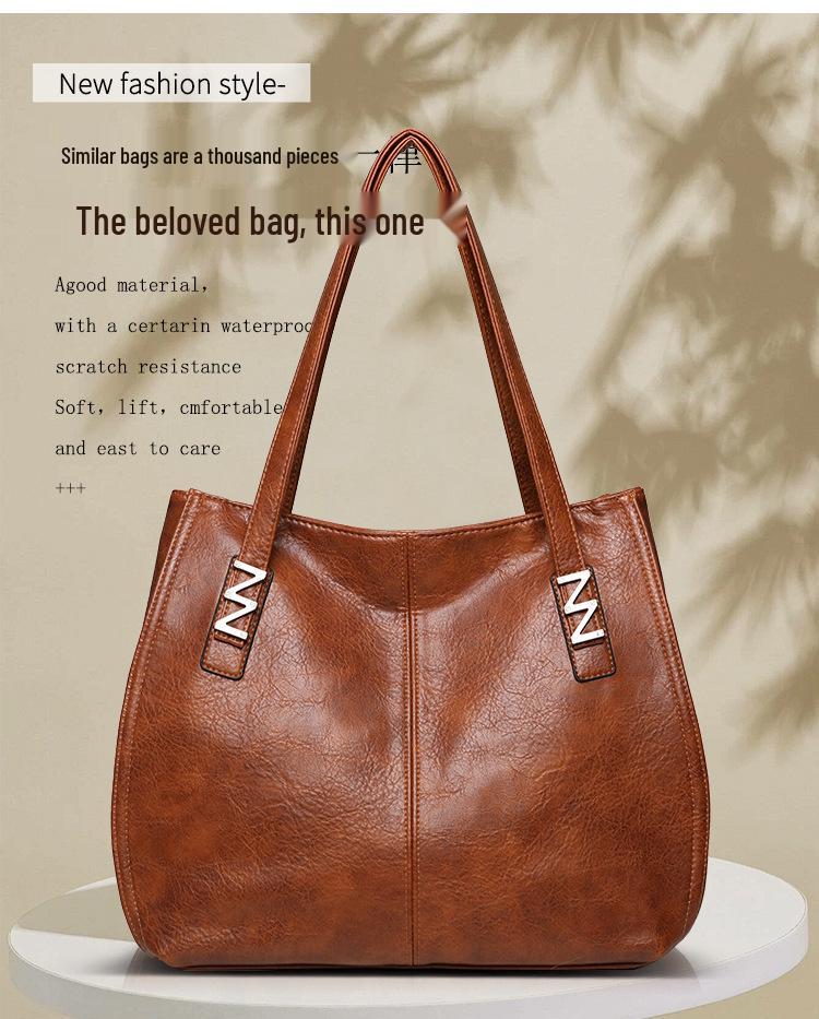 2026 Retro Women's Large Capacity Soft Leather Tote - Casual Single Shoulder Underarm Bag