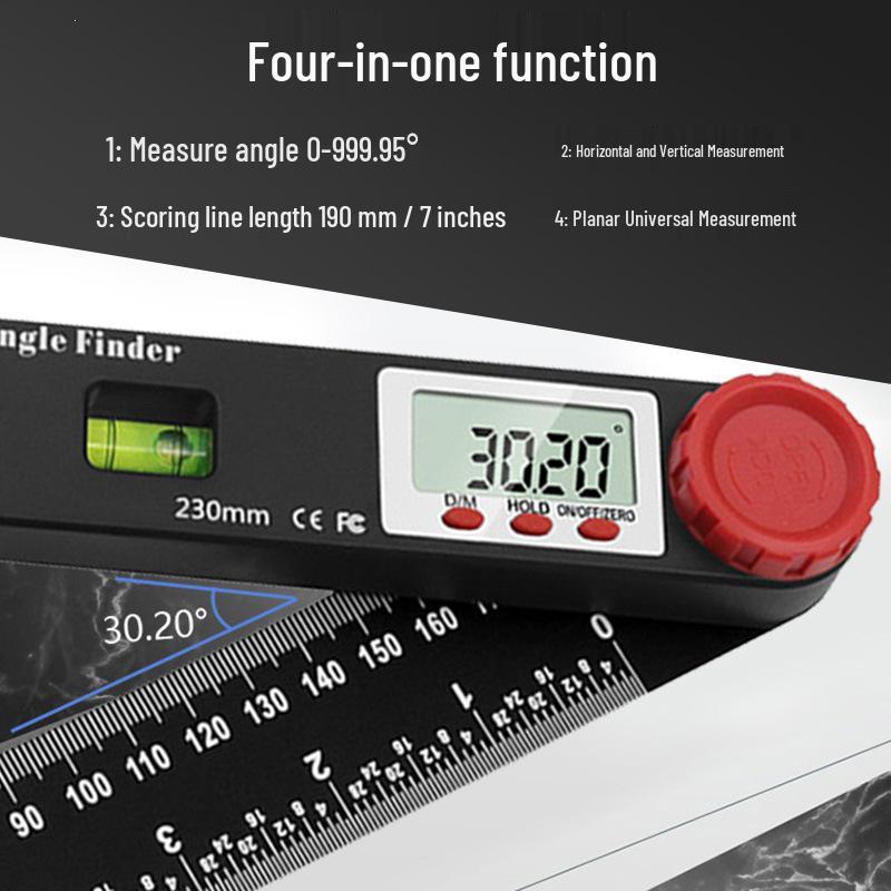 4-in-1 Digital Angle Ruler with Level for Woodworking and Measurement