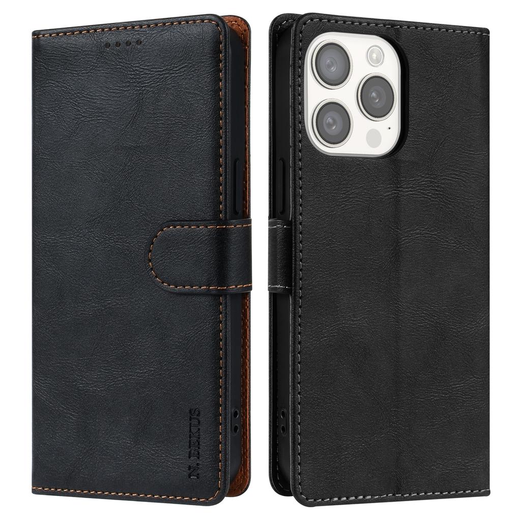 N.BEKUS CSJ-001 For iPhone 16 Pro Max Stand Case PU Leather Wallet Phone Cover