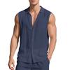 New linen solid color shirt men's summer sleeveless loose casual lapel vest