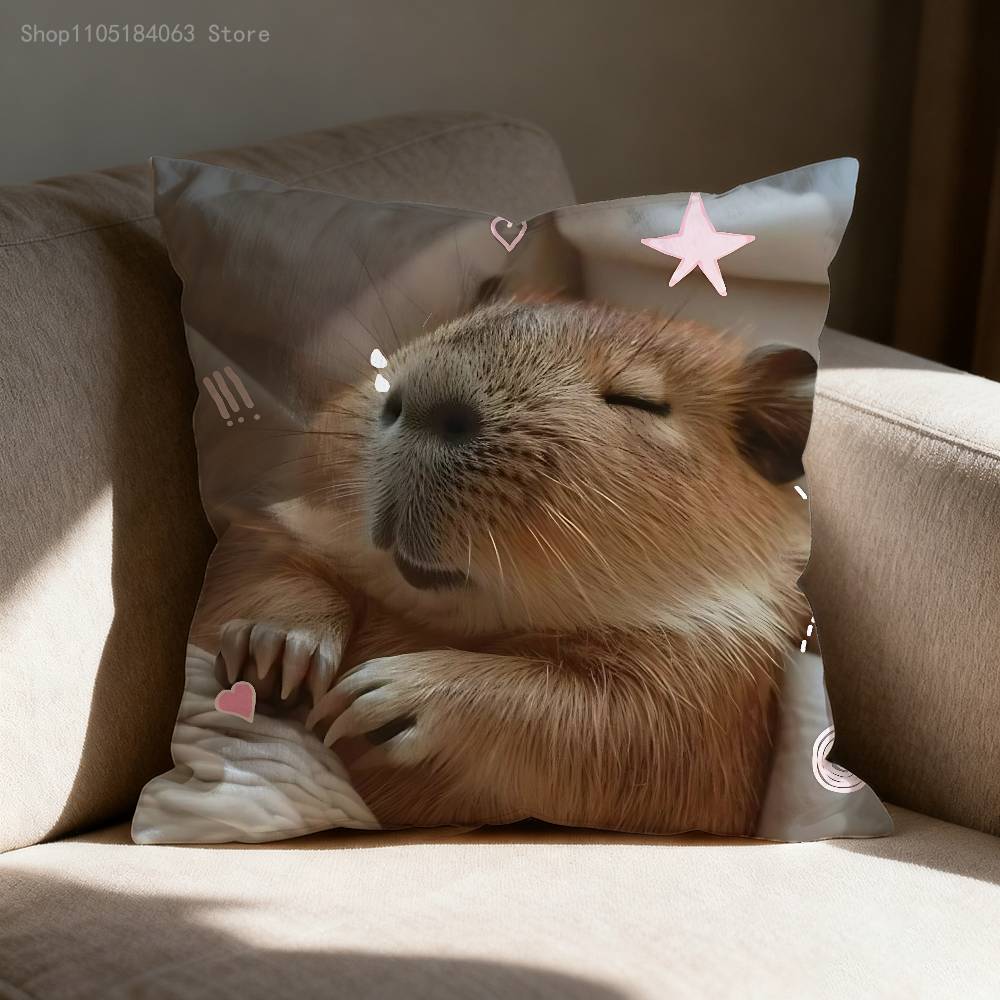 Capybara Pillow Case Print Polyester Fiber 40X40 cm Home Sofa Throw Cushion Cover Decoration