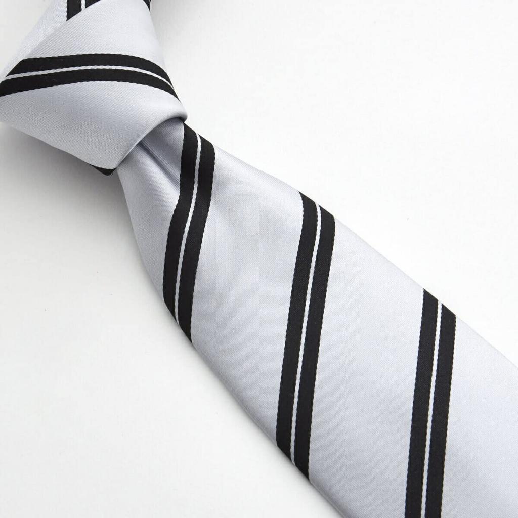 [Ojie] Men's Tie, Silver, 100% Silk, Made in Japan, Formal Tie, Ceremonial Wear, Wedding, Reception, Business