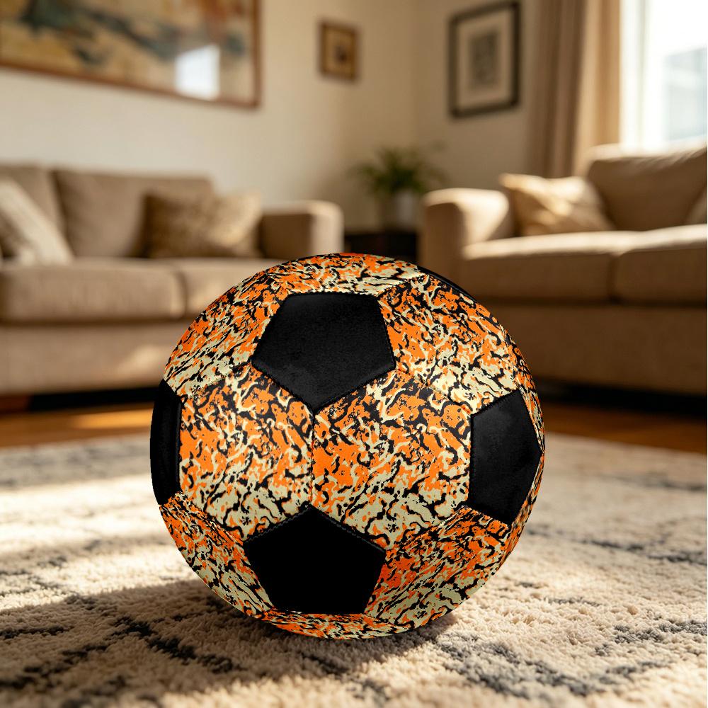 1pc Abstract Orange Black Durable Soccer Ball/Football, Size 5, Perfect for Training, Entertainment And Competition,Gift yy26060657