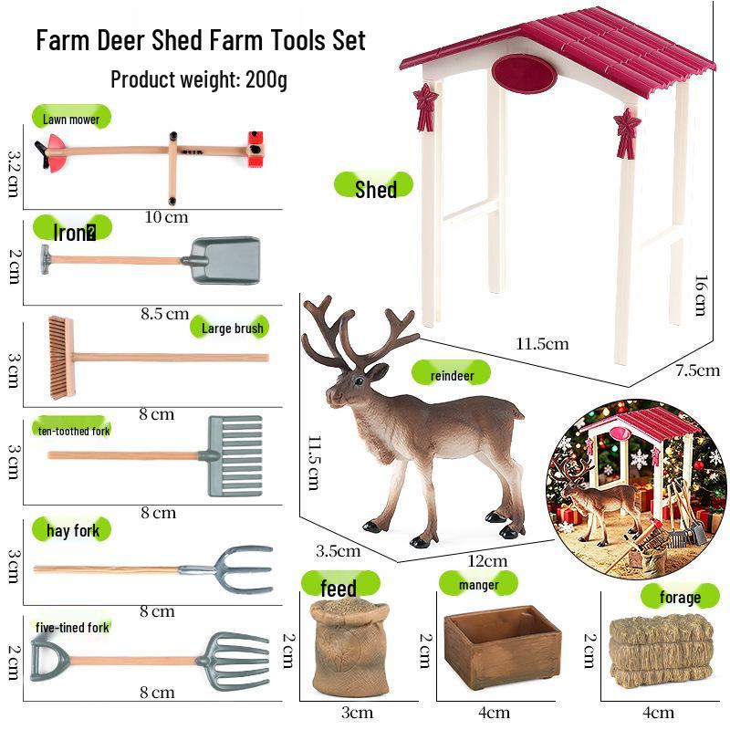 Animal Model Ranch Set: Chicken, Dog, Cow, Sheep, Horse Miniature Toy Scene