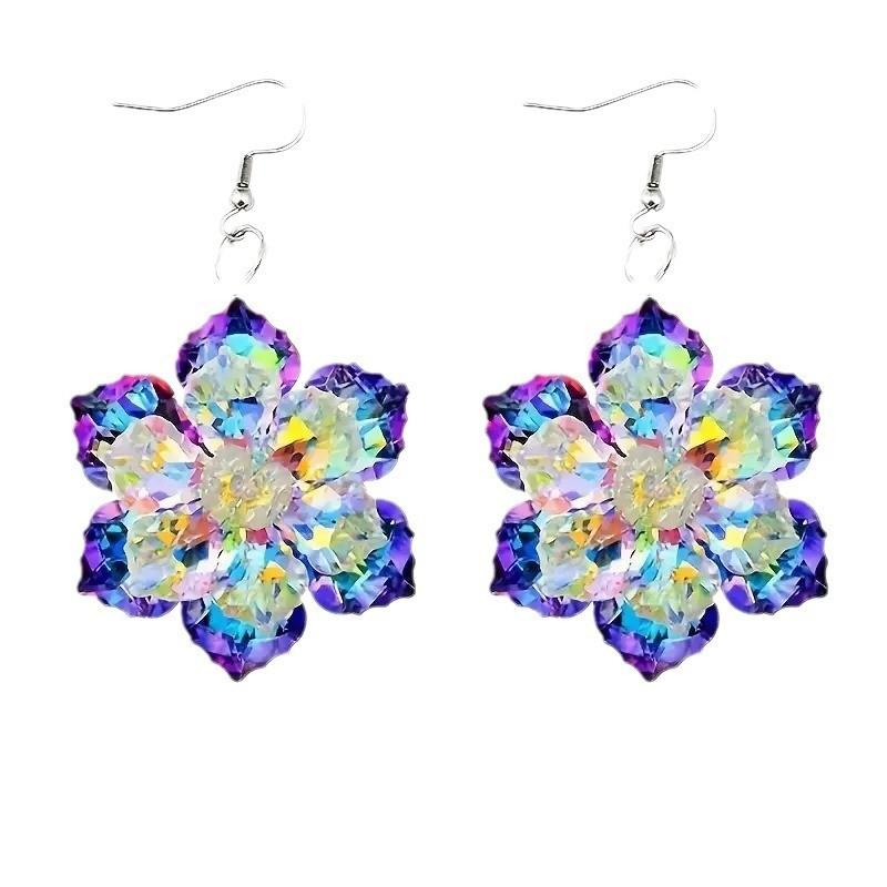 Winter Season Artistic Acrylic Earrings With Crystal Clear Snowflake And Leaf Patterns For Women