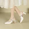 7-1 One-word Square Head Thick Heel High Heels Women's Summer New Rhinestone Back Empty Bag Head High Heel Sandals
